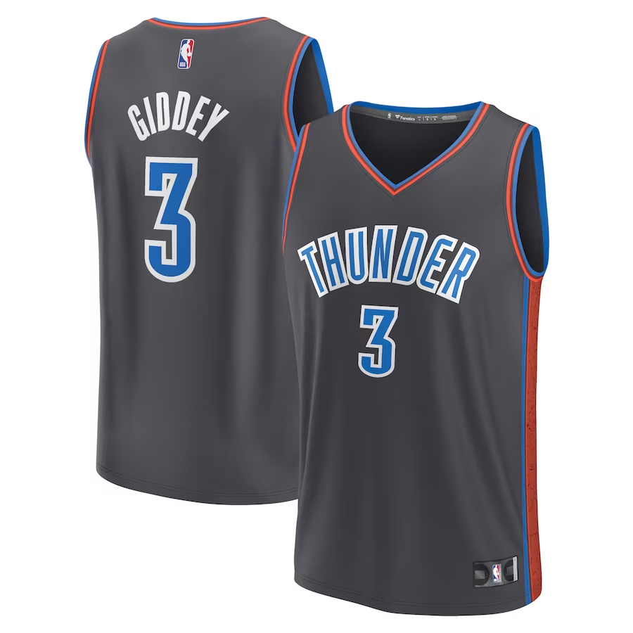 Men's Oklahoma City Thunder Josh Giddey Anthracite 2022/23 Fastbreak Jersey - City Edition
