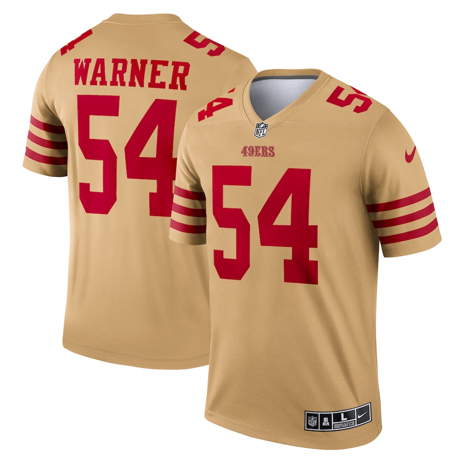 Men’s San Francisco 49ers Fred Warner Nike Gold Inverted Legend Jersey