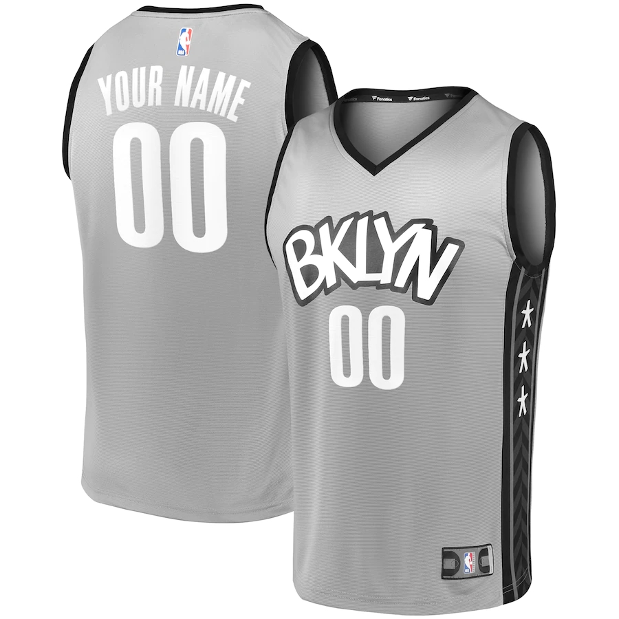 Men's Brooklyn Nets Fanatics Branded Gray Fast Break Replica Custom Jersey - Statement Edition