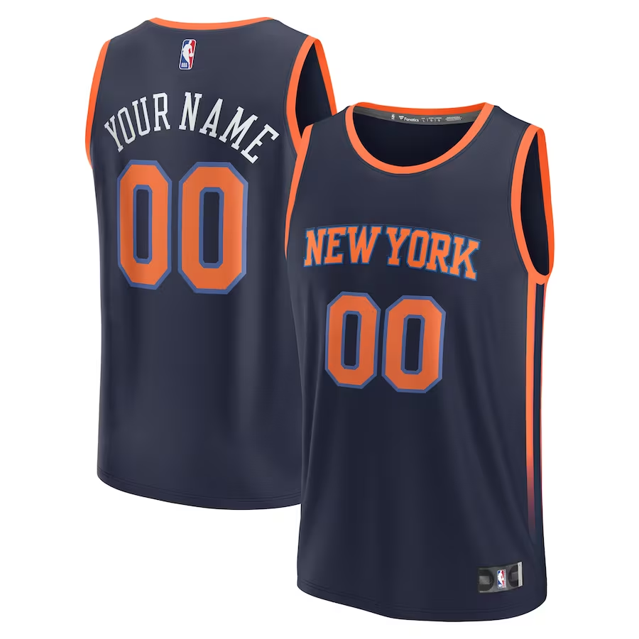 Men's New York Knicks Navy Fast Break Custom Jersey - Statement Edition
