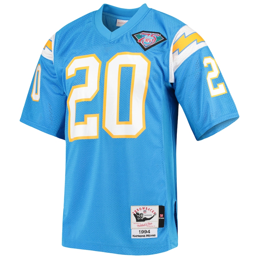 Men’s Los Angeles Chargers Natrone Means Mitchell & Ness Powder Blue Authentic Retired Player Jersey