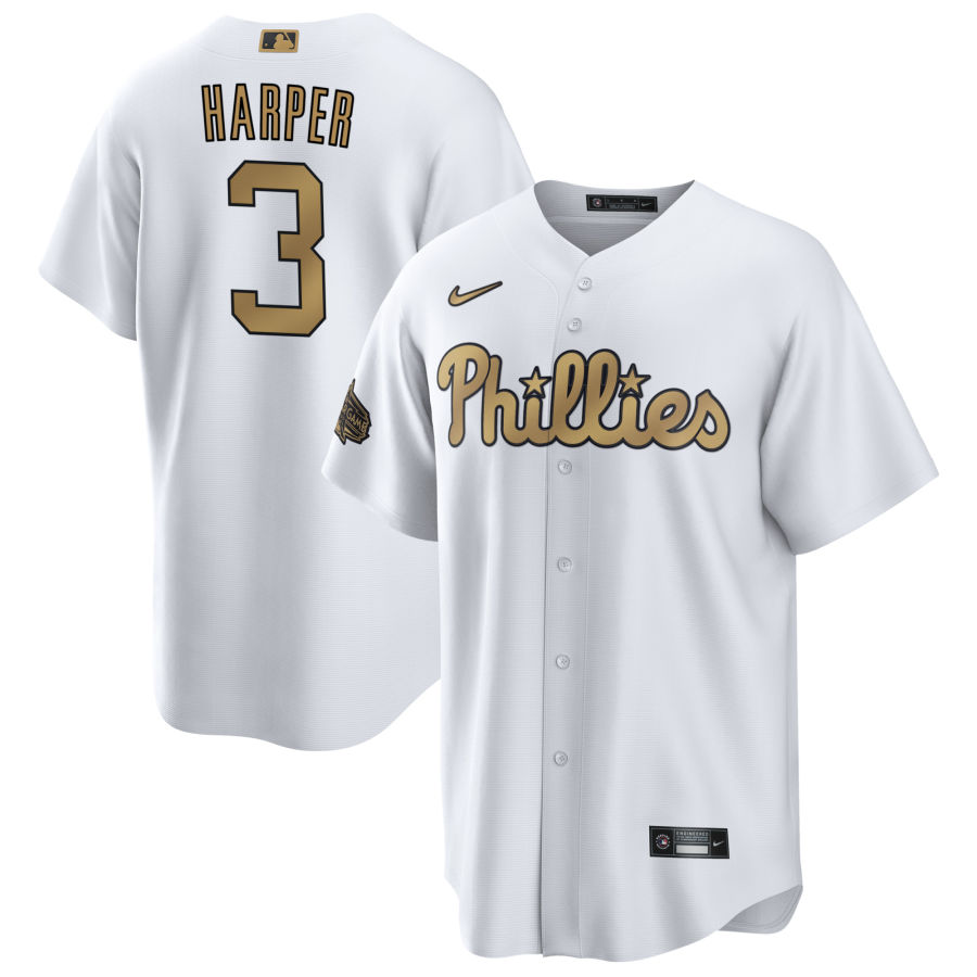 Men's Philadelphia Phillies Bryce Harper White 2022 MLB All-Star Game Jersey