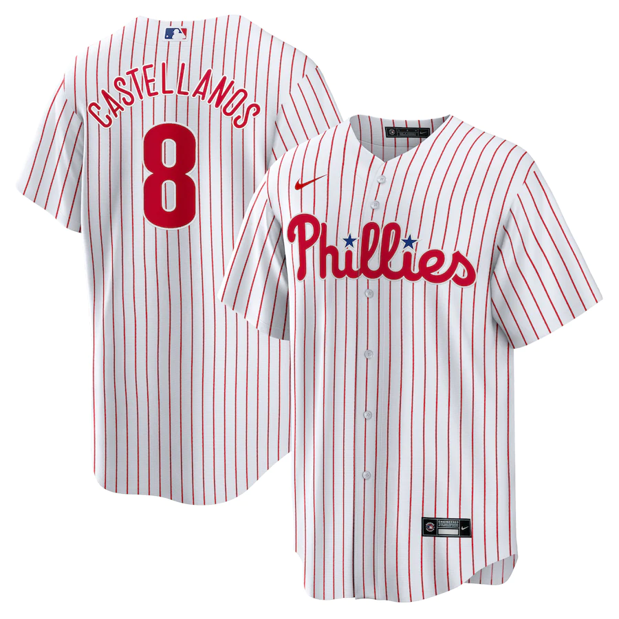 Men's Philadelphia Phillies 8 Nick Castellanos White Replica Player Jersey
