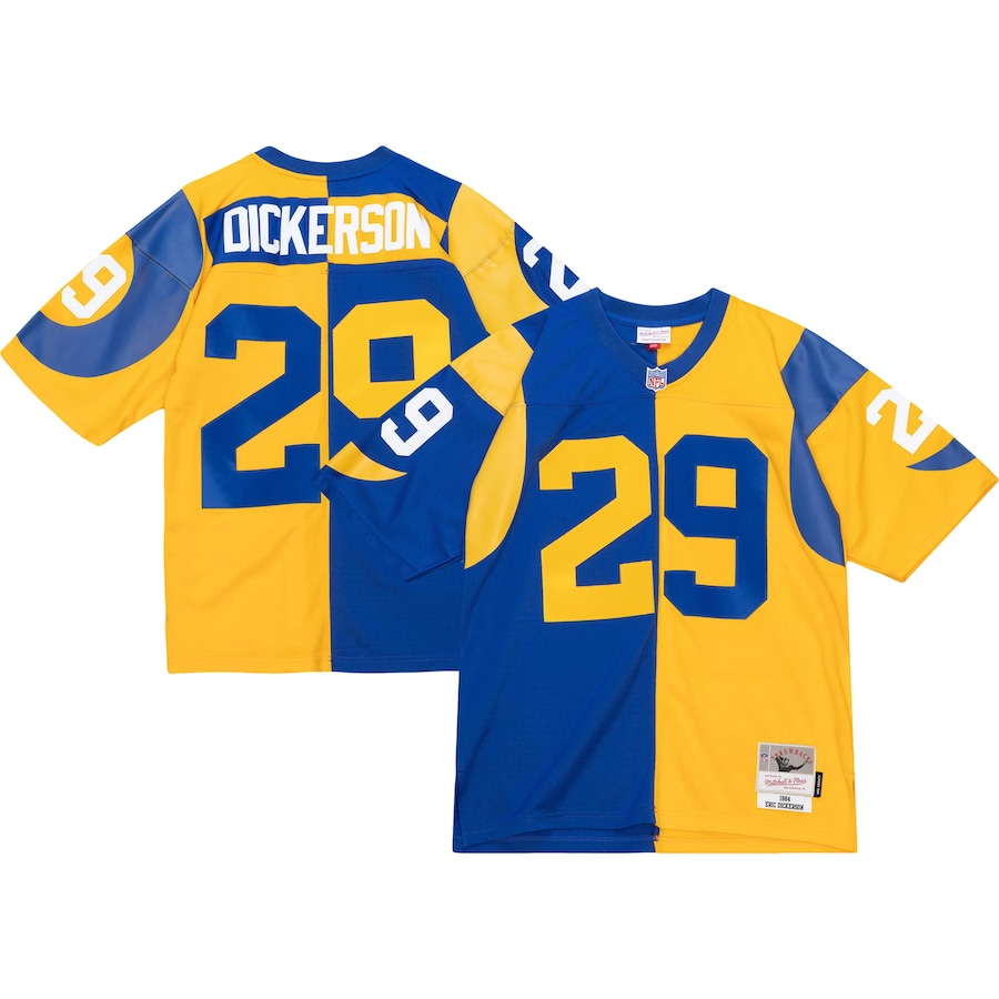 Men’s Los Angeles Rams Eric Dickerson Mitchell & Ness Royal/Gold 1984 Split Legacy Replica Jersey