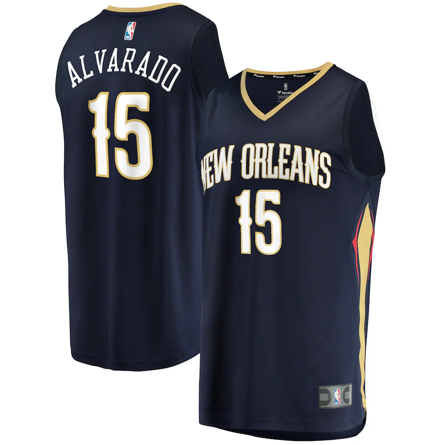 Men's New Orleans Pelicans Jose Alvarado Fanatics Branded Navy 2021/22 Fast Break Replica Jersey - Icon Edition