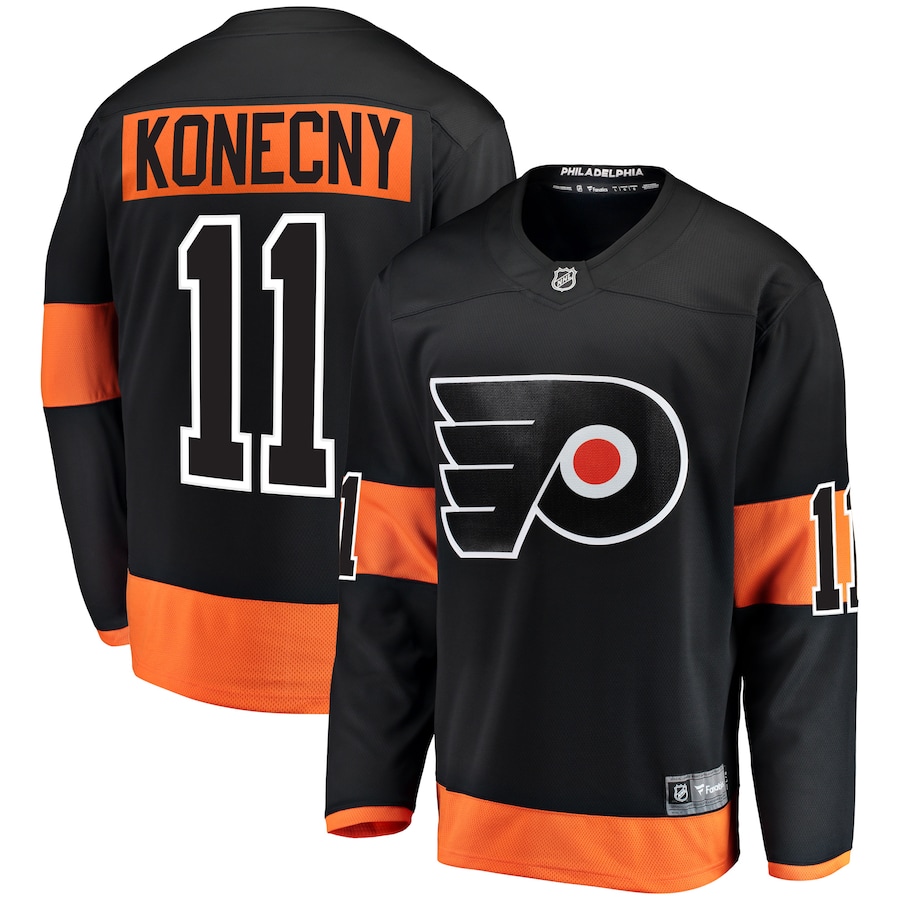 Men's Philadelphia Flyers 11 Travis Konecny Black Alternate Breakaway Player Jersey
