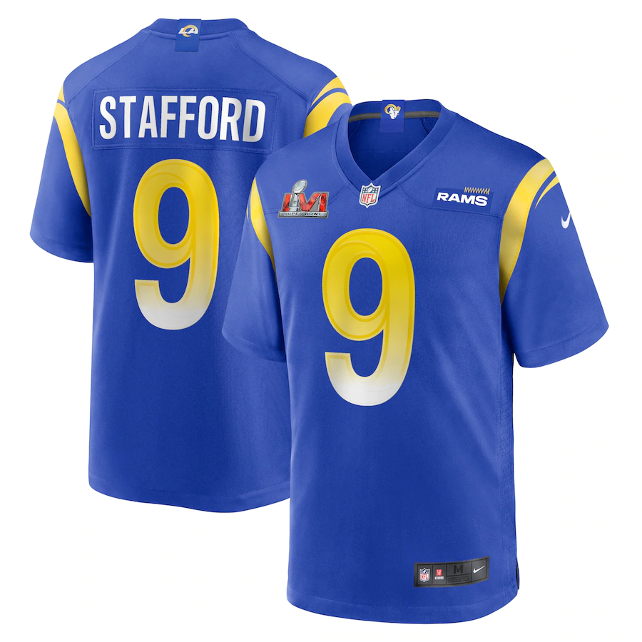 Men's Los Angeles Rams 9 Matthew Stafford Super Bowl LVI Bound Game Jersey