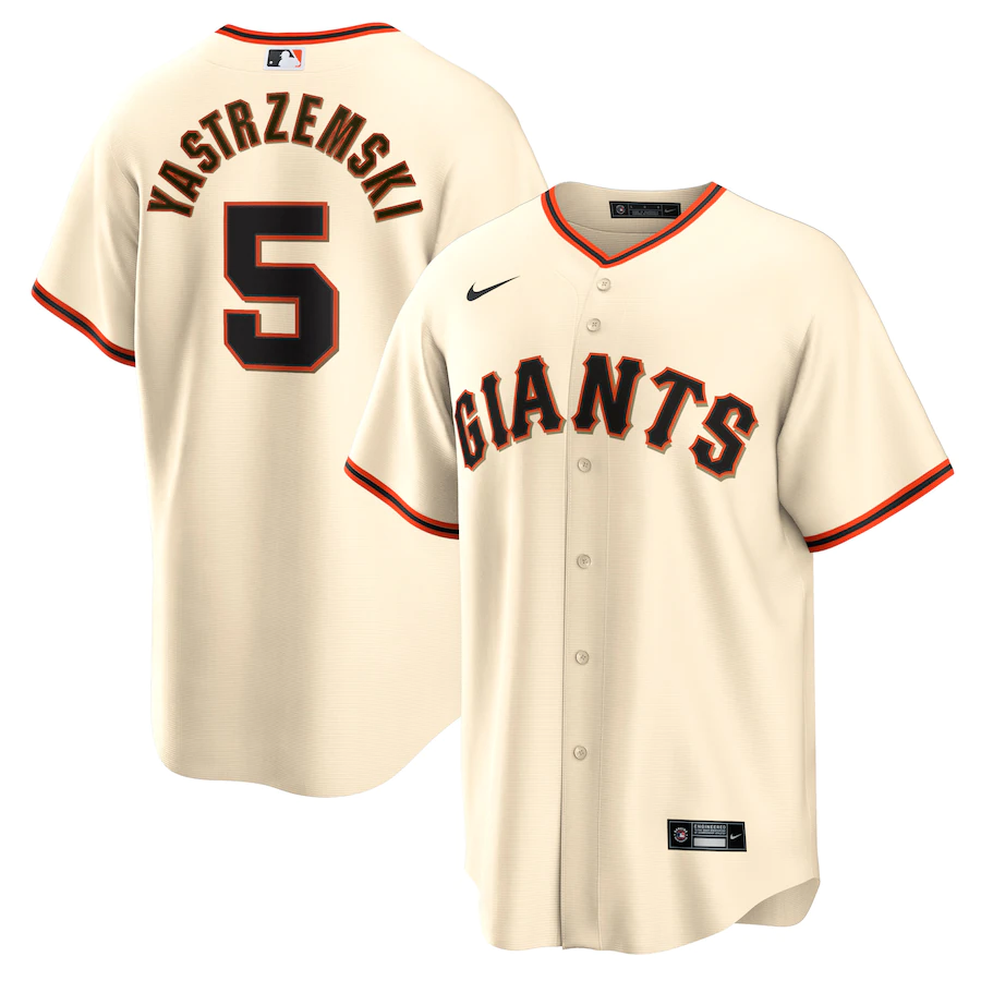 Men's San Francisco Giants 5 Mike Yastrzemski Cream Home Replica Player Jersey
