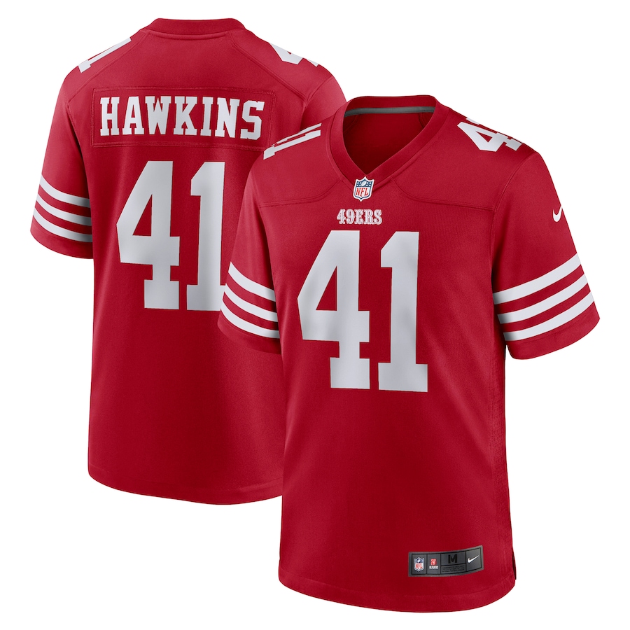 Men’s San Francisco 49ers Tayler Hawkins Nike Scarlet Game Player Jersey