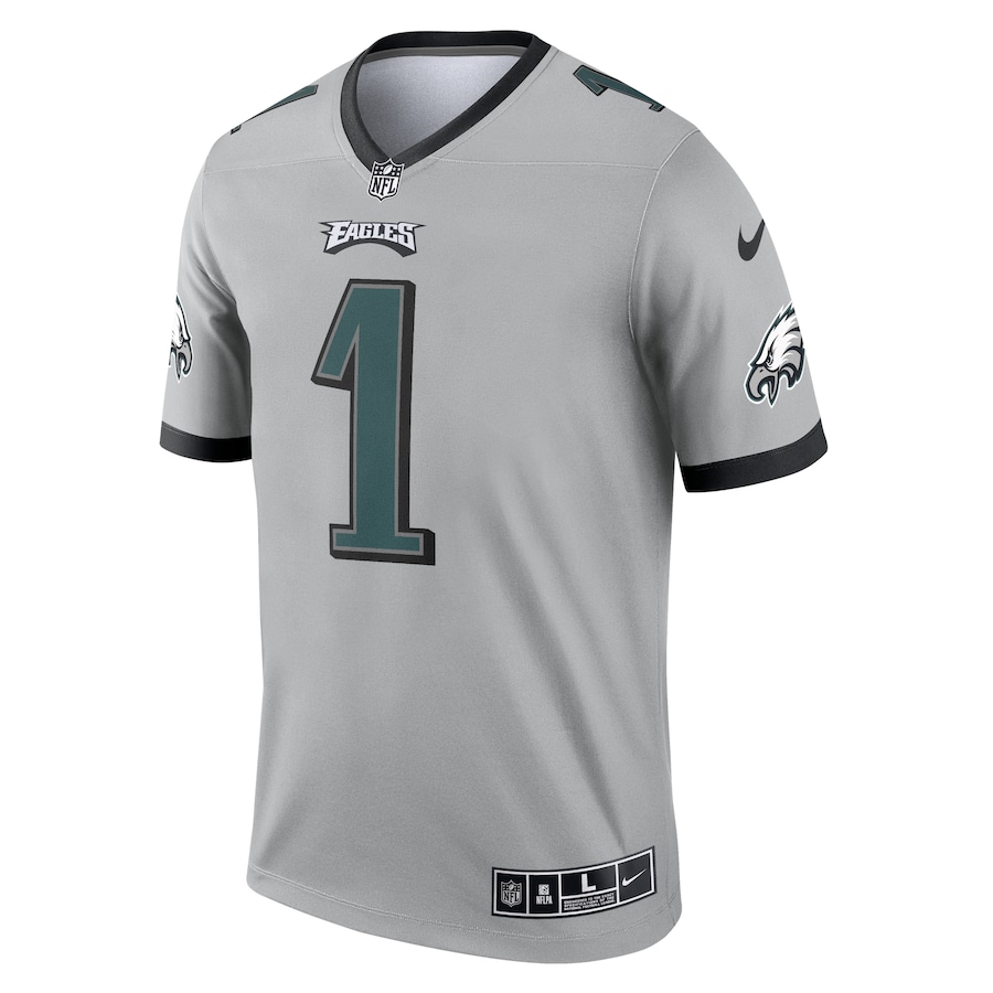 Men’s Philadelphia Eagles Jalen Hurts Nike Silver Inverted Legend Jersey