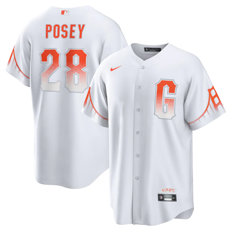 Men's San Francisco Giants 28 Buster Posey White City Connect Replica Player Jersey