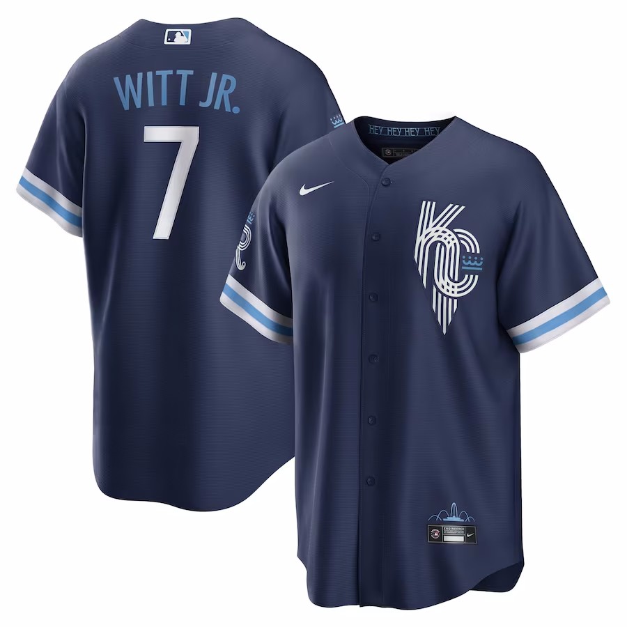 Men's Kansas City Royals Bobby Witt Jr. Navy 2022 City Connect Replica Player Jersey