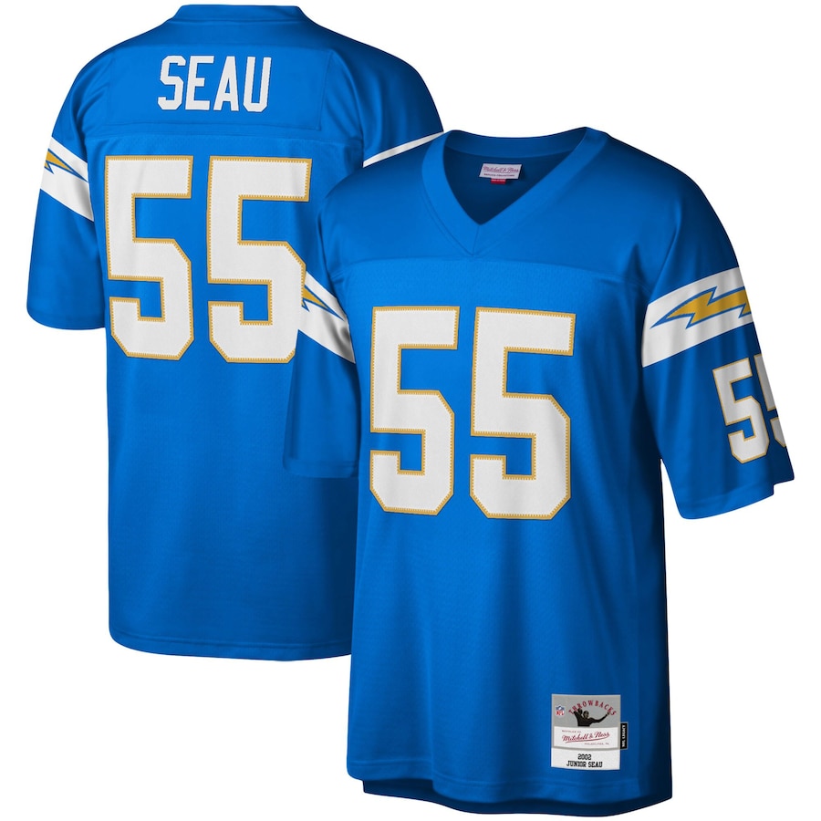 Men’s Los Angeles Chargers Junior Seau Mitchell & Ness Powder Blue Big & Tall 2002 Retired Player Replica Jersey