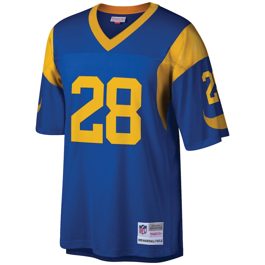 Men’s St. Louis Rams Marshall Faulk Mitchell & Ness Royal Legacy Replica Jersey