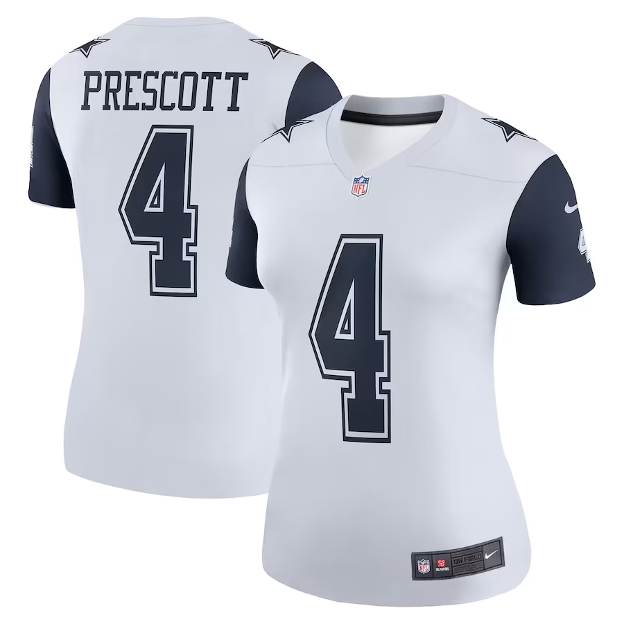 Women's Dallas Cowboys Dak Prescott White Color Rush Legend Player Jersey