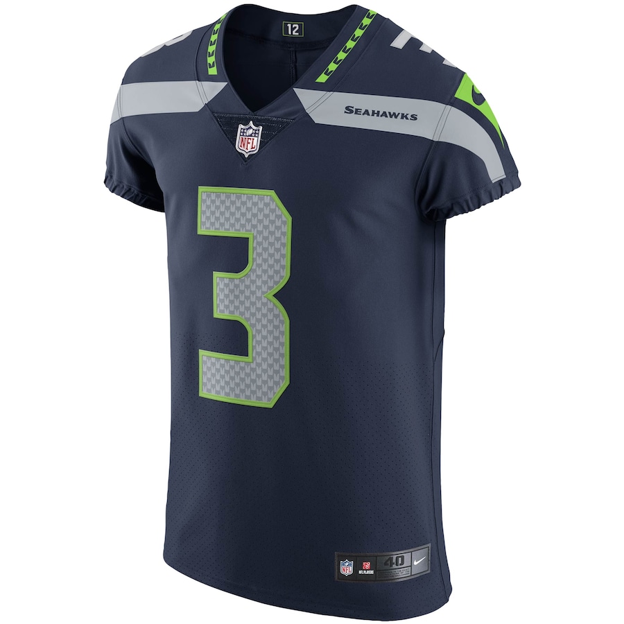 Men’s Seattle Seahawks Russell Wilson Nike College Navy Vapor Elite Player Jersey