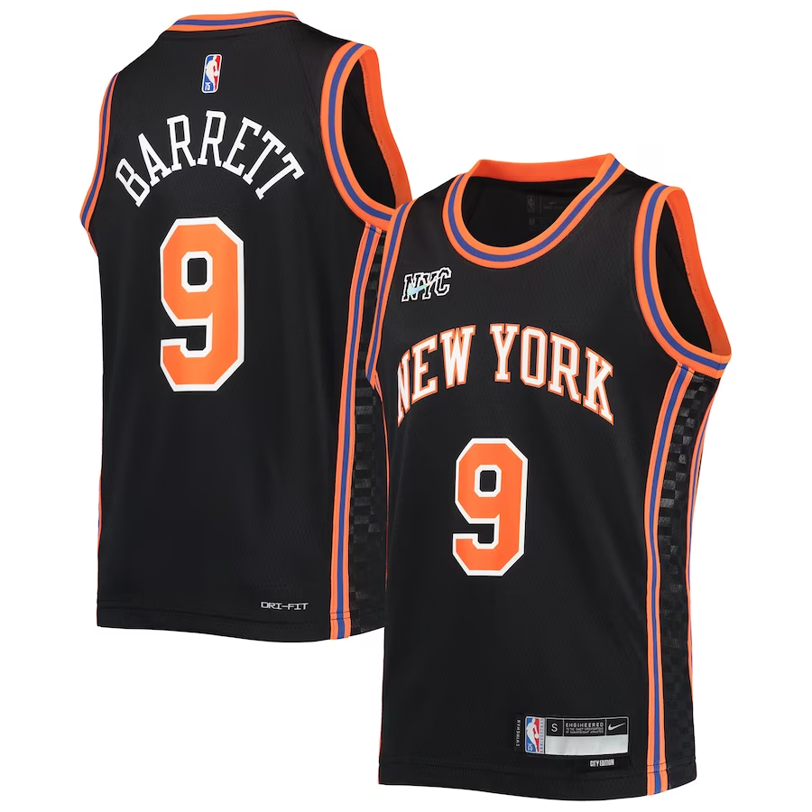 Youth New York Knicks RJ Barrett Black 2021/22 Swingman Jersey - City Edition