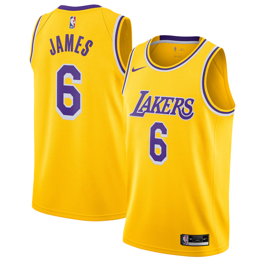 Men's Los Angeles Lakers 6 LeBron James Swingman Player Jersey - Icon Edition