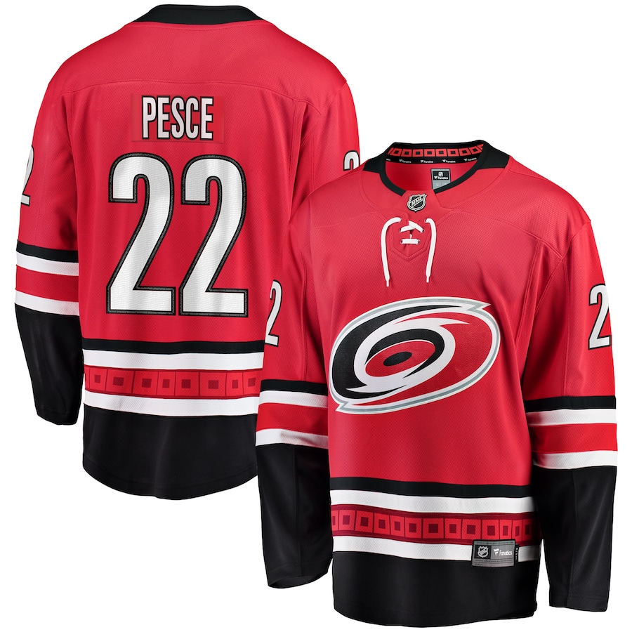 Men's Carolina Hurricanes 22 Brett Pesce Fanatics Branded Red Breakaway Player Jersey