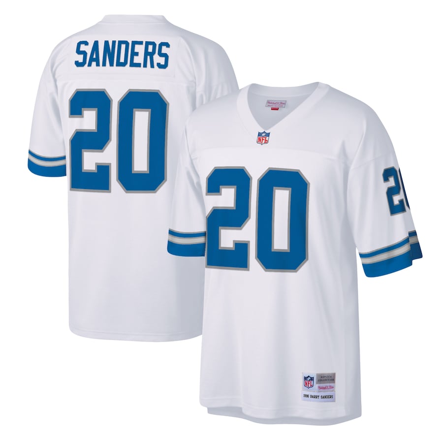 Men’s Detroit Lions Barry Sanders Mitchell & Ness White Legacy Replica Jersey
