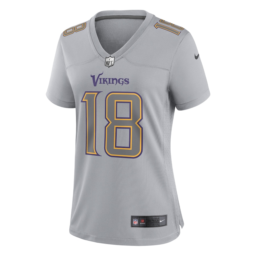 Women’s Minnesota Vikings Justin Jefferson Nike Gray Atmosphere Fashion Game Jersey