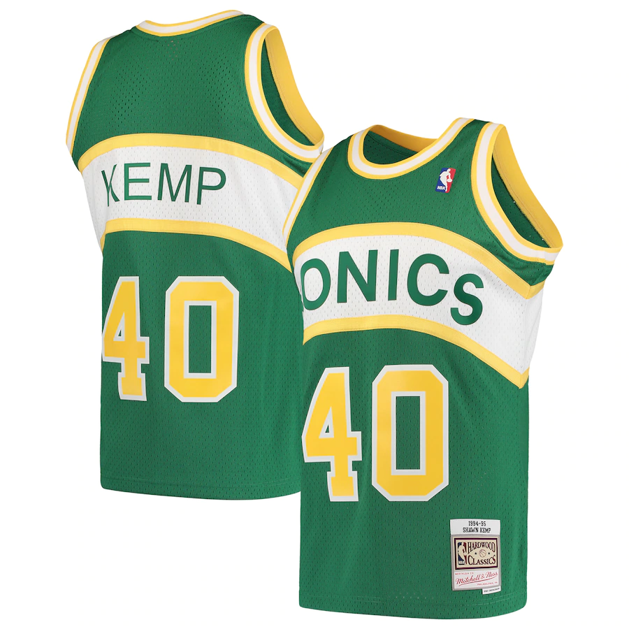Men's Seattle SuperSonics Shawn Kemp Mitchell & Ness Green Hardwood Classics 1994-95 Swingman Jersey