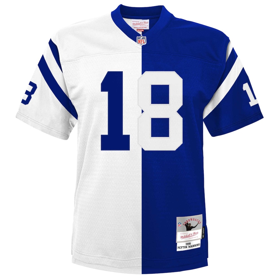 Men’s Indianapolis Colts Peyton Manning Mitchell & Ness Royal/White 1998 Split Legacy Replica Jersey