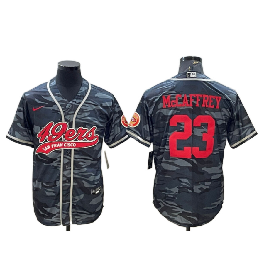 Men's San Francisco 49ers Christian McCaffrey Camo Fashion Baseball Jersey