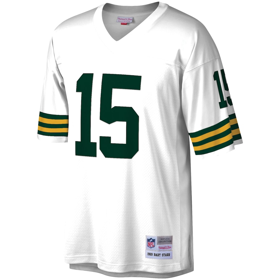 Men’s Green Bay Packers Bart Starr Mitchell & Ness White 1969 Legacy Replica Jersey