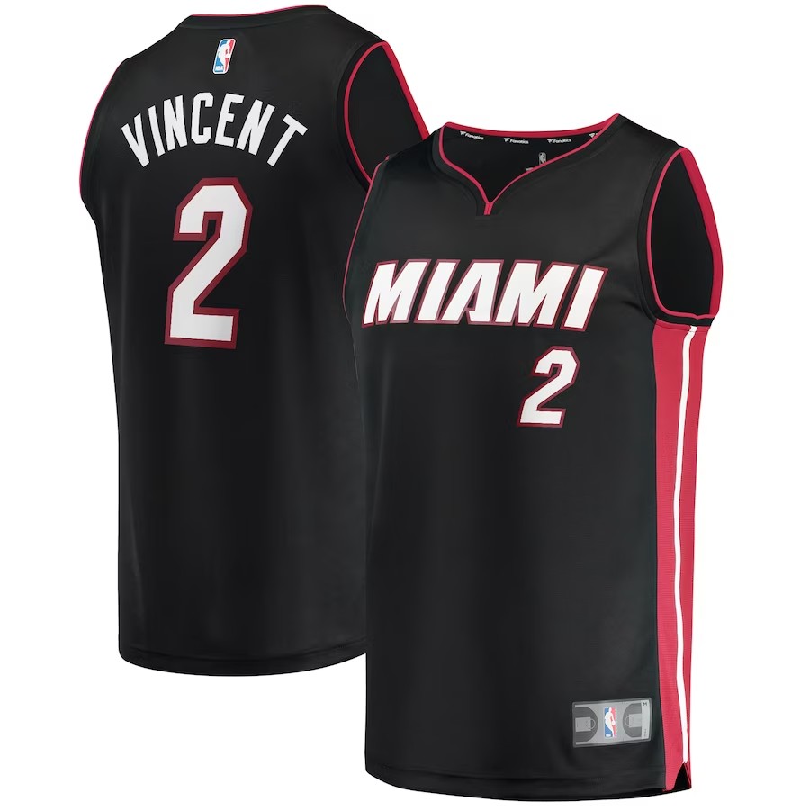 Men's Miami Heat Gabe Vincent Fanatics Branded Black 2021/22 Fast Break Replica Jersey - Icon Edition