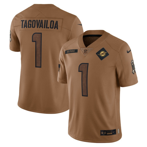 Men's - 2023 Salute To Service Tua Tagovailoa Miami Dolphins Brown Limited Jersey