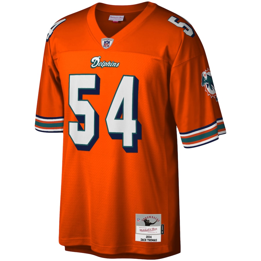 Men’s Miami Dolphins Zach Thomas Mitchell & Ness Orange 2004 Legacy Replica Jersey
