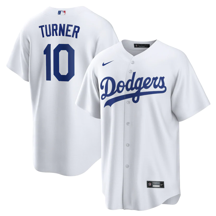 Men's Los Angeles Dodgers 10 Justin Turner White Home Replica Player Name Jersey