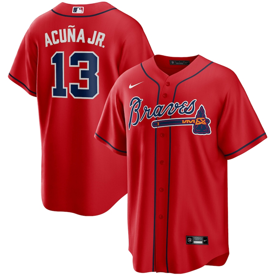 Men's Atlanta Braves Ronald Acuna Jr. Nike Red Alternate Replica Player Name Jersey