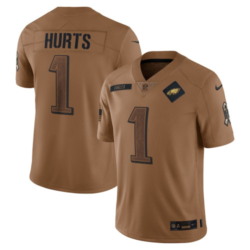 Men's - 2023 Salute To Service Jalen Hurts Philadelphia Eagles Brown Limited Jersey