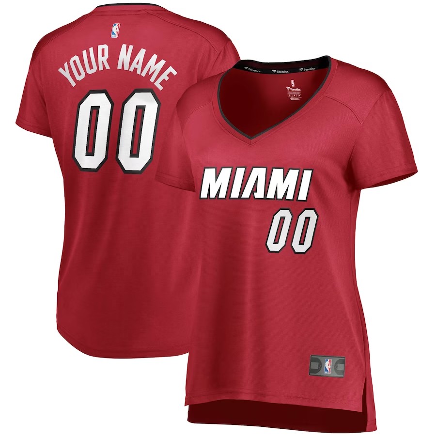 Women's Miami Heat Fanatics Branded Wine Fast Break Replica Custom Jersey - Statement Edition