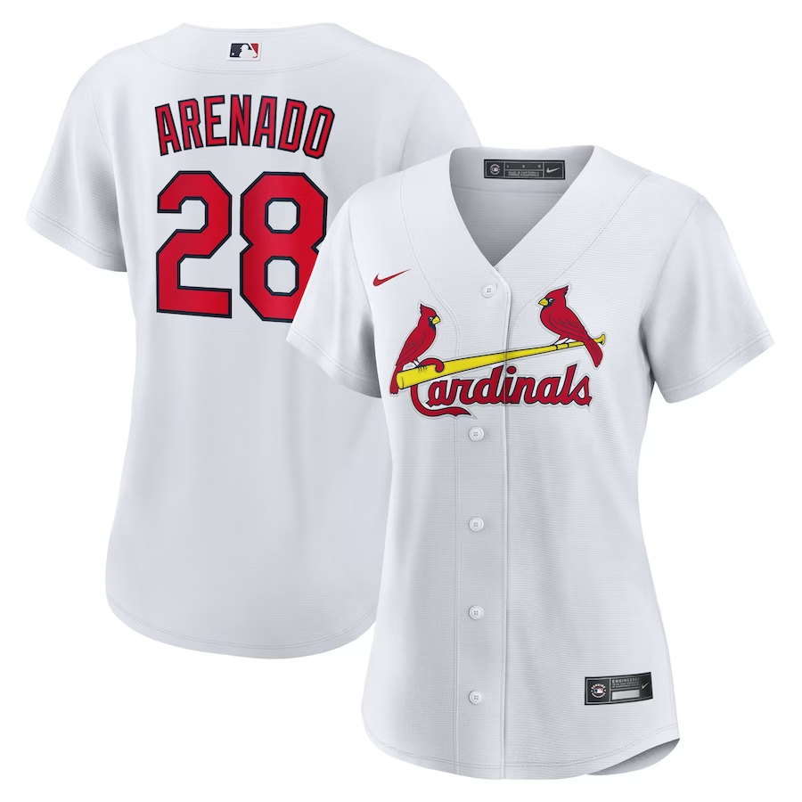 Women's St. Louis Cardinals Nolan Arenado White Home Official Replica Player Jersey
