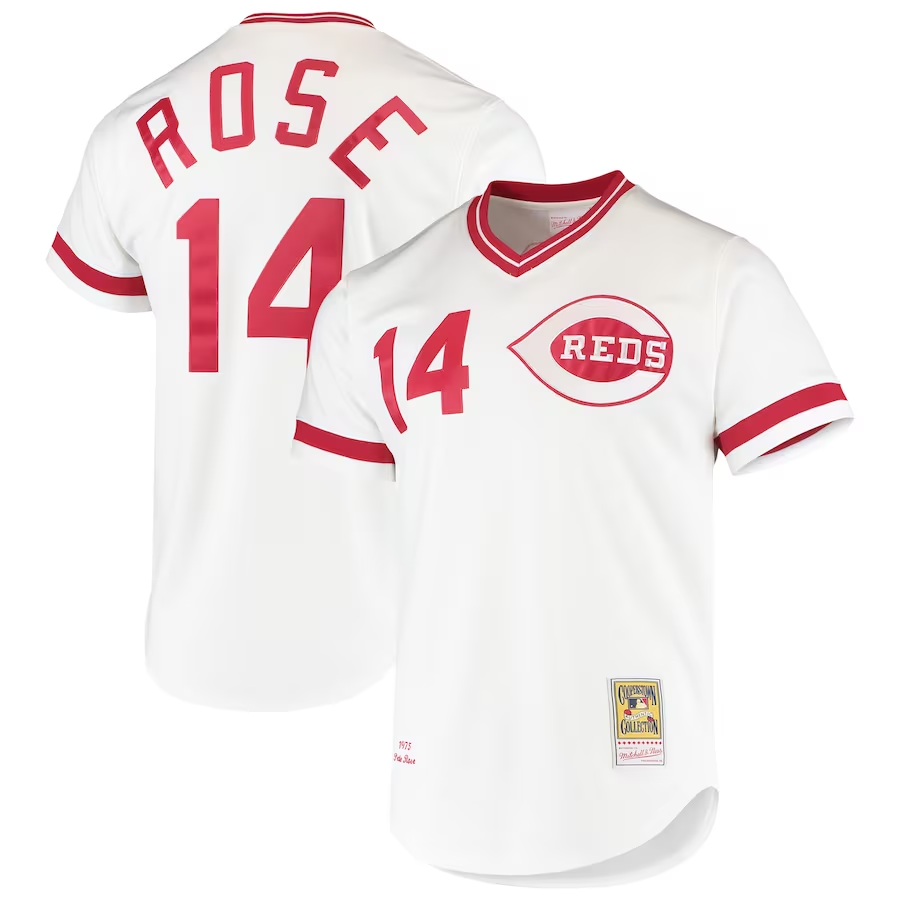 Men's Cincinnati Reds Pete Rose White Cooperstown Collection Authentic Jersey