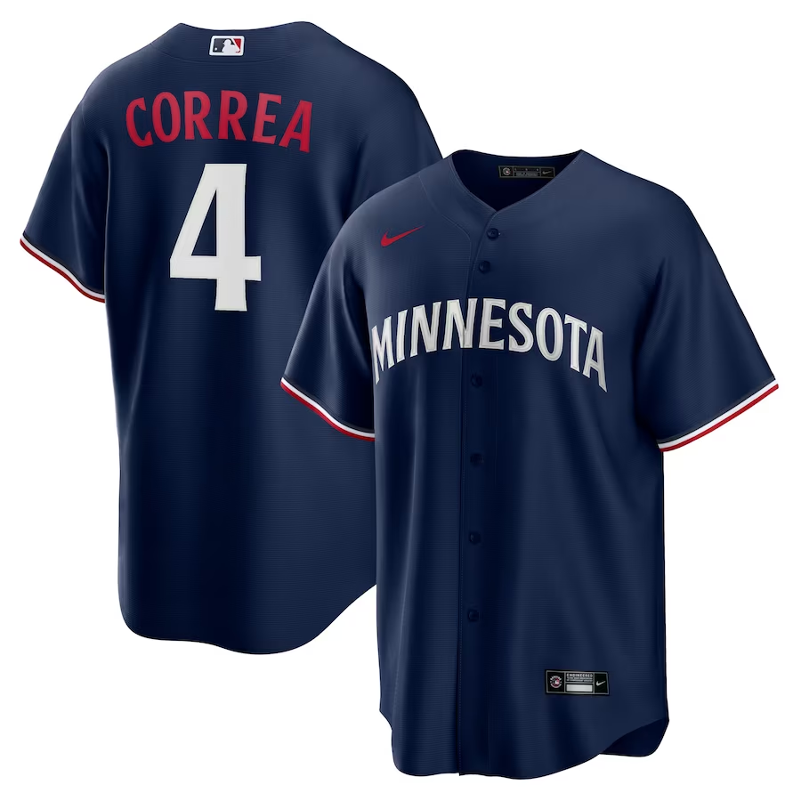 Men's Minnesota Twins Carlos Correa Navy Alternate Replica Player Jersey
