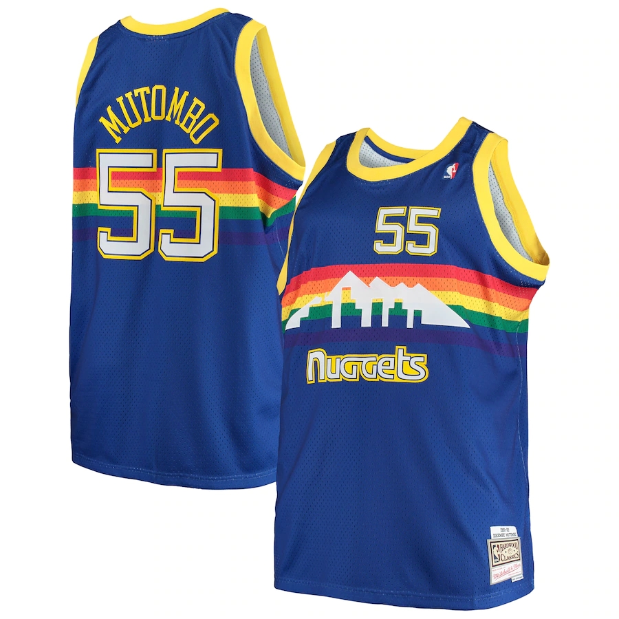 Men's Denver Nuggets Dikembe Mutombo Mitchell & Ness Royal Big & Tall Hardwood Classics Jersey