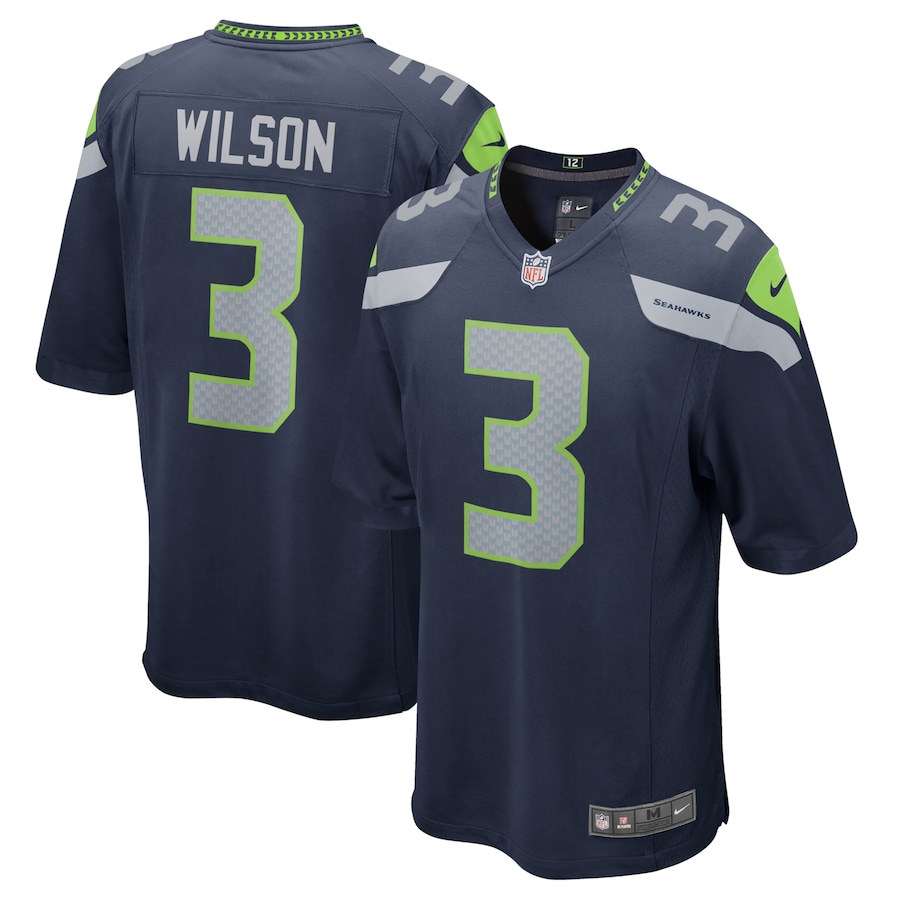 Men’s Seattle Seahawks Russell Wilson Nike College Navy Game Team Jersey