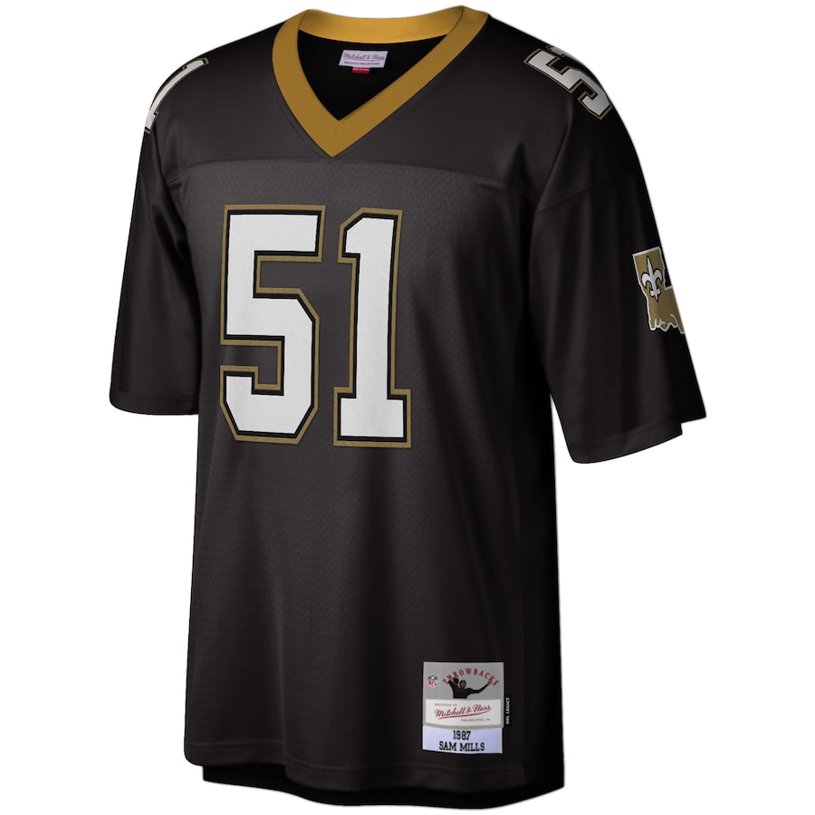 Men’s New Orleans Saints Sam Mills Mitchell & Ness Black 1987 Legacy Replica Jersey