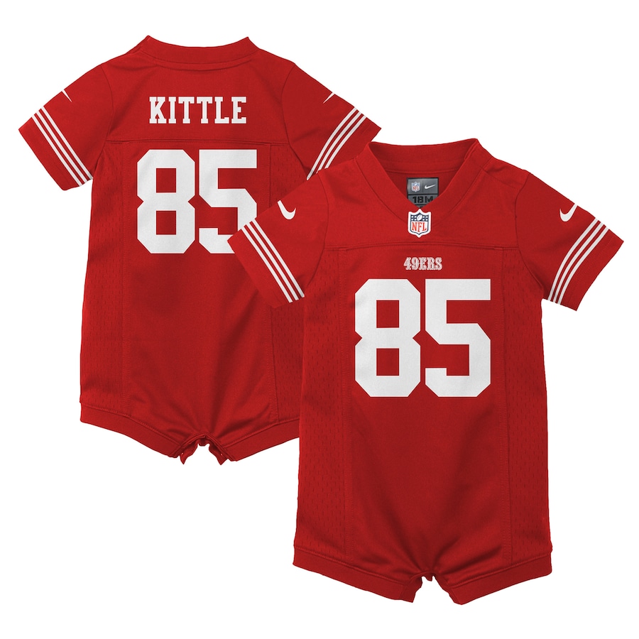 Infant San Francisco 49ers George Kittle Nike Scarlet Romper Game Jersey
