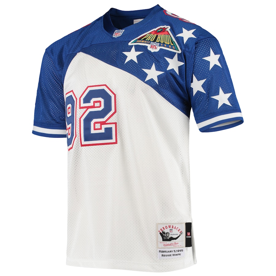 Men’s NFC Reggie White Mitchell & Ness White/Blue 1995 Pro Bowl Authentic Jersey