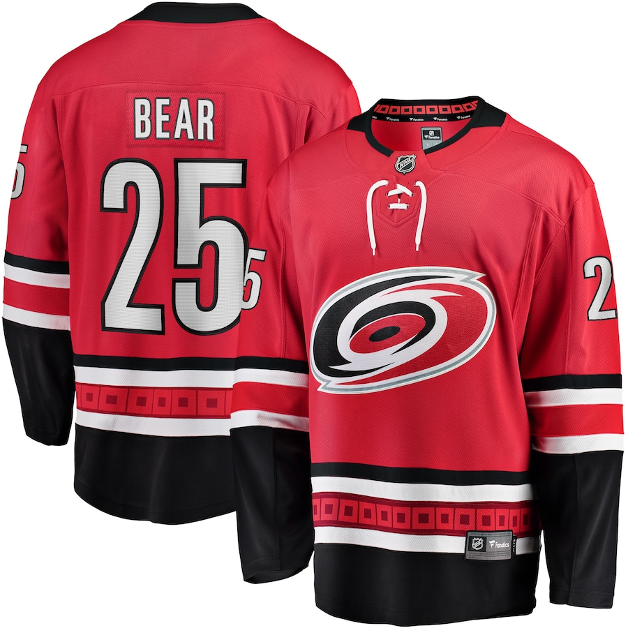 Men's Carolina Hurricanes 25 Ethan Bear Fanatics Branded Red Home Breakaway Player Jersey