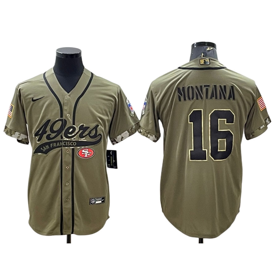 Men's San Francisco 49ers Joe Montana Salute to Service Baseball Jersey