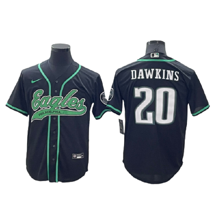 Men's Philadelphia Eagles 20 Brian Dawkins Black Cool Base Stitched Baseball Jersey