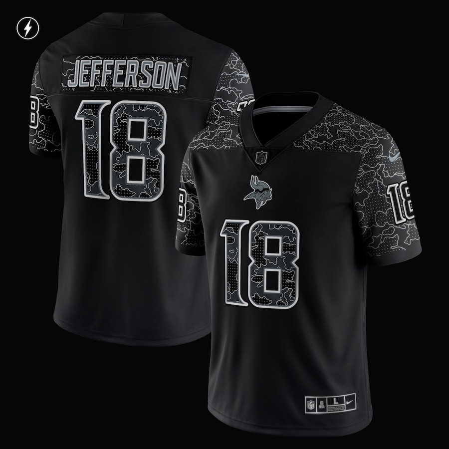 Men’s Minnesota Vikings Justin Jefferson Nike Black RFLCTV Limited Jersey
