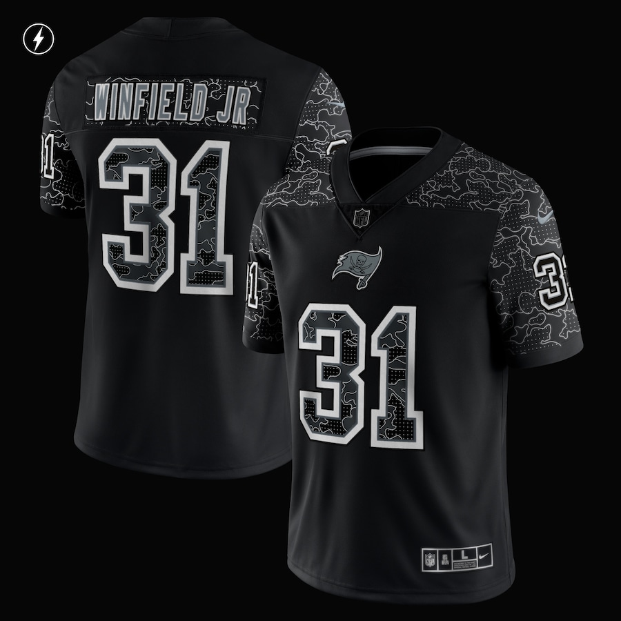 Men’s Tampa Bay Buccaneers Antoine Winfield Jr. Nike Black RFLCTV Limited Jersey