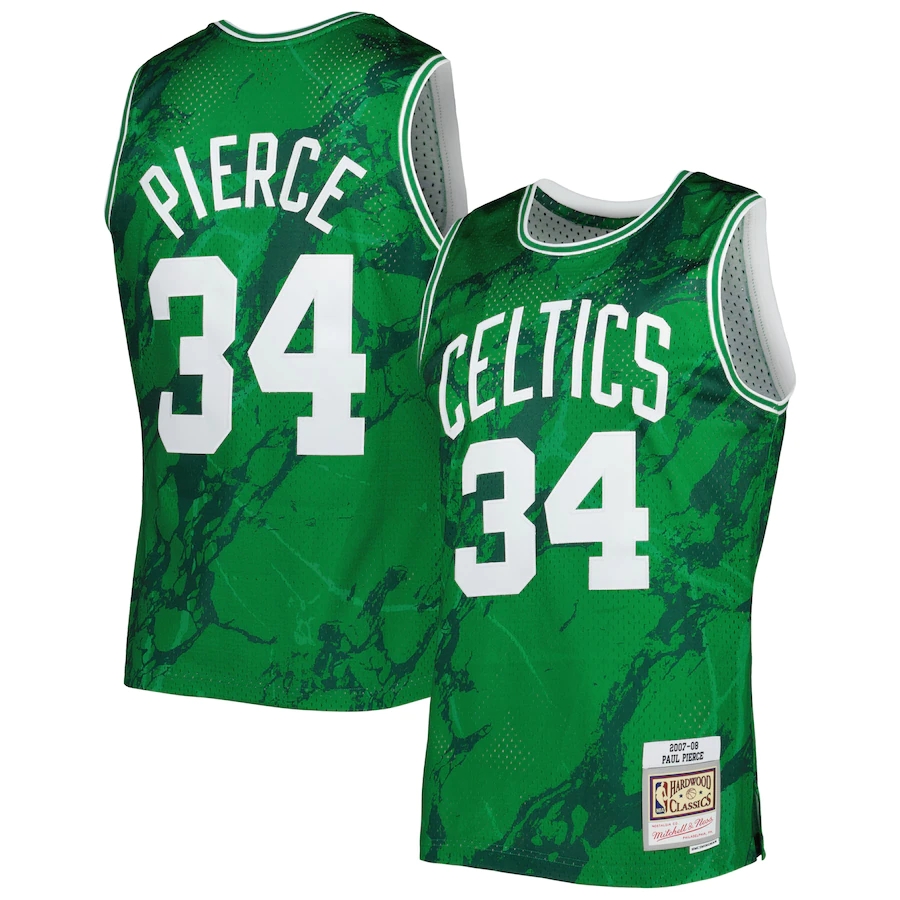 Men's Boston Celtics Paul Pierce Mitchell & Ness Kelly Green 2007-08 Hardwood Classics Marble Swingman Jersey